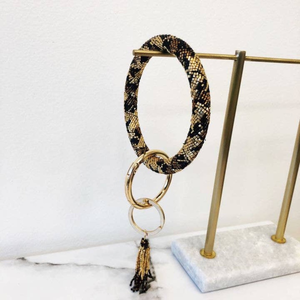 NWT Leopard Bead Key Ring